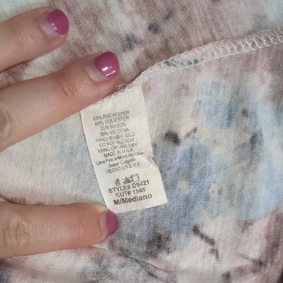 MTS Watercolor Floral Blue And Pink M Dress - Picture 5 of 5